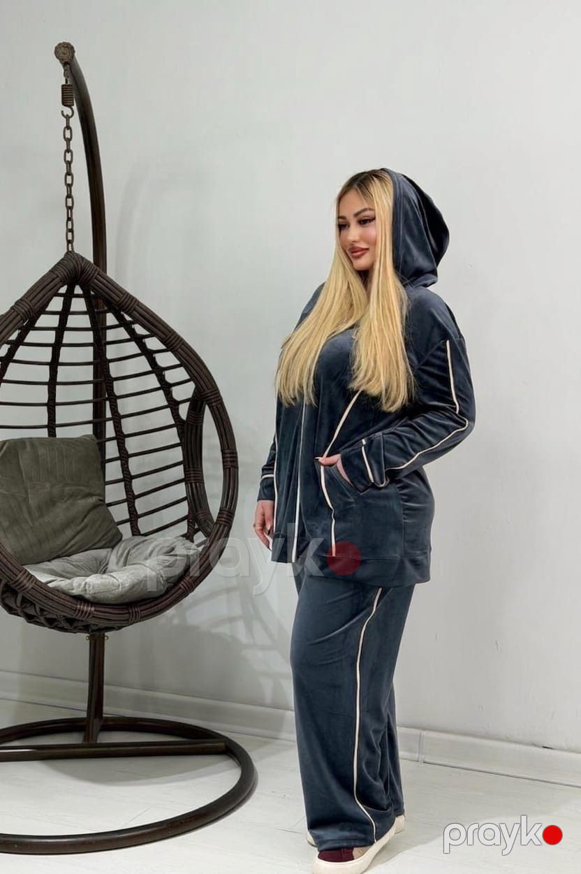 Qadın ev kostyumu, Tünd boz, Velvet, ölçü 7XL — Mallar, Bakı (2)