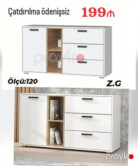 Ağ rəngli, müasir dizaynlı şkaf-komod. - Quruluş: 1 ədəd qapalı bölmə — Digah