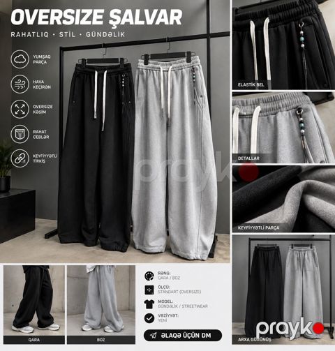 Oversize şalvarlar satılır. Rahat və gündəlik istifadə üçün ideal — Bakı