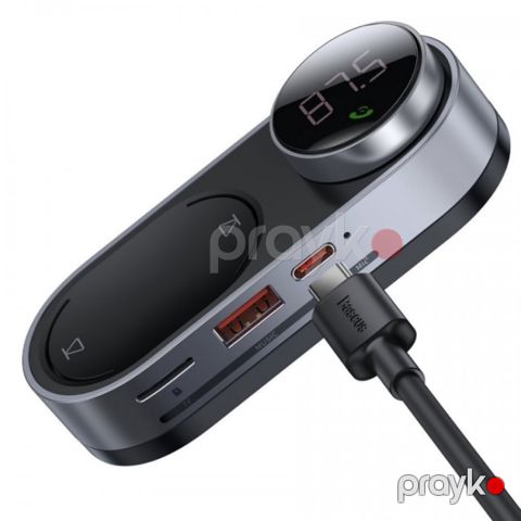 Baseus Solar FM Modulator Car Wireless MP3 Player Bluetooth 5.0 USB TF AUX Dəstəyi Black CDMP000001 — Bakı