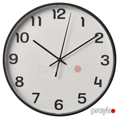 Divar saatı IKEA Pluttis, 28 sm, polistirol/alüminium, ağ — Bakı