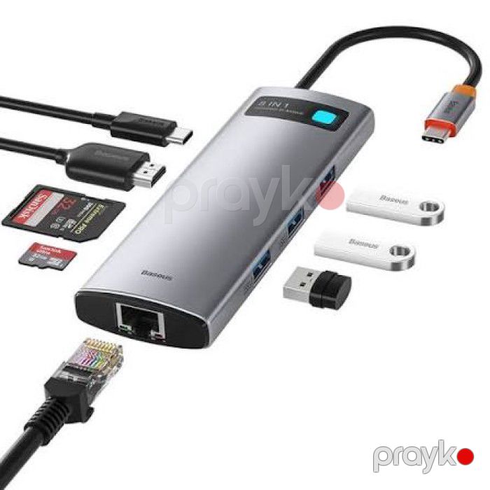 Baseus Metal Gleam Series CAHUB-CV0G 8-in-1 Usb-c HUB — Elektronika, Bakı (3)