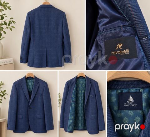 Ravanelli Mens Wear brendindən şık kişi pencəyi. - Rəng: göy, incə — Bakı