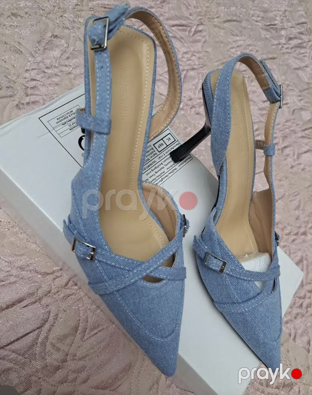 Məhsul: Qadın ayaqqabısı – denim materiallı, nazik dabanlı slingback — Digər, Bakı (3)