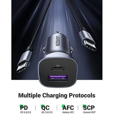 Avtomobil üçün charger Ugreen A+C Dual-Port Car Charger PD30W+SCP22.5W — Mallar, Bakı (4)