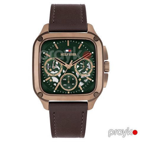 Kişi qol saatı Tommy Hilfiger TH 1710757, kvars tünd yaşıl/qəhvəyi — Bakı