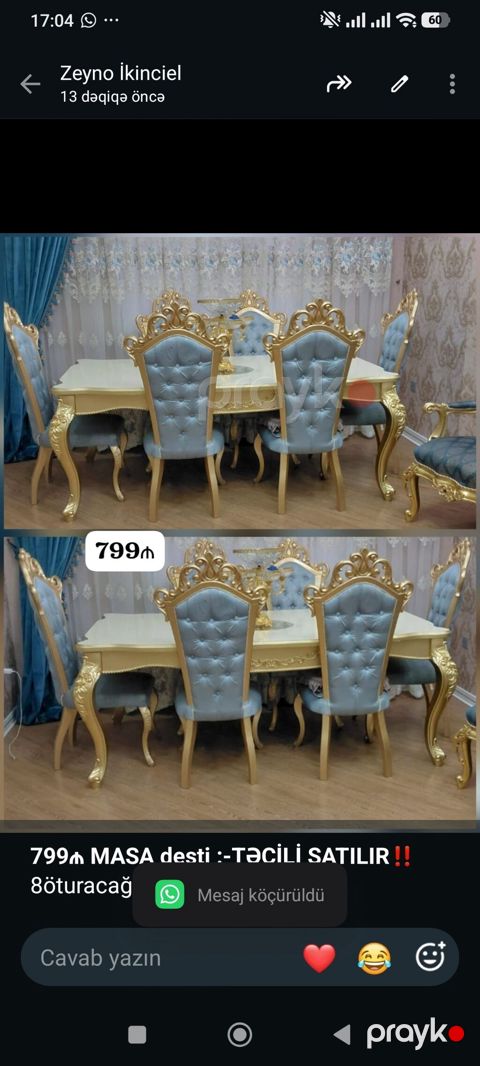 *799₼ Masa desti Satılır‼ 8öturacağı var UNVAN:-Yeni — Bakı