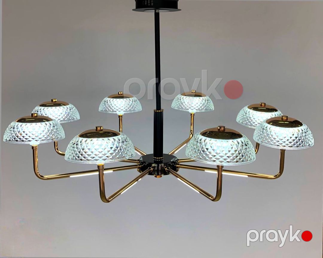 Asma çılçıraq LED 8681-8, 8 lampalı, qızılı/qara, şüşə — Mallar, Bakı (2)