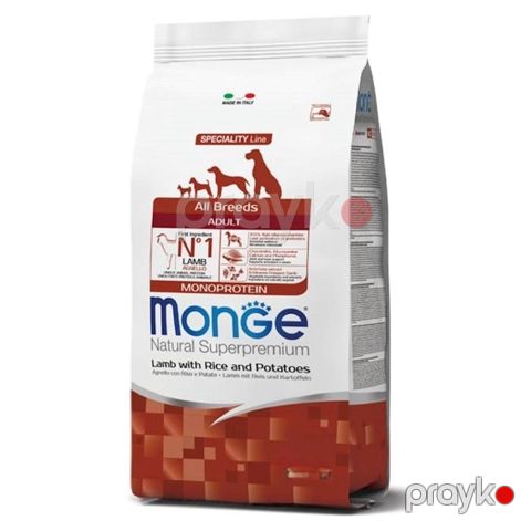 Quru yem Monge Natural, yetkin itlər üçün, quzu əti, düyü və kartof ilə, 1 kq — Bakı