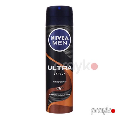 Dezodorant-antiperspirant Nivea Men Ultra Carbon aktivləşdirilmiş kömür ilə sprey 150 ​​ml — Bakı