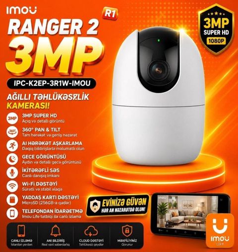Wifi kamera 3 mp Ranger 2 R1 IPC-K2EP-3R1W-imou Ev, ofis, mağaza — Bakı