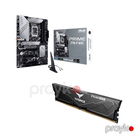 Komponent Kombo – ASUS Prime Z790-P Wifi ana plata + T-Force Vulcan 32GB (2×16GB) DDR5 5600MHz RAM (KOM-MR-131) — Bakı