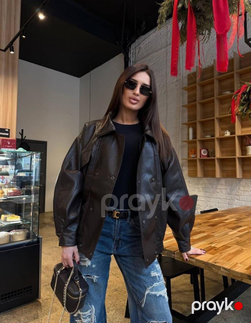 Qadınlar üçün dəri gödəkçə 62215292, süni dəri, qara, ölçü L — Mallar, Bakı (2)