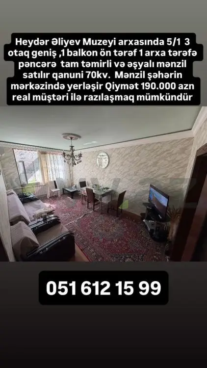 3 otaqlı mənzil Köhnə tikili Satılır, Naxçıvan MR