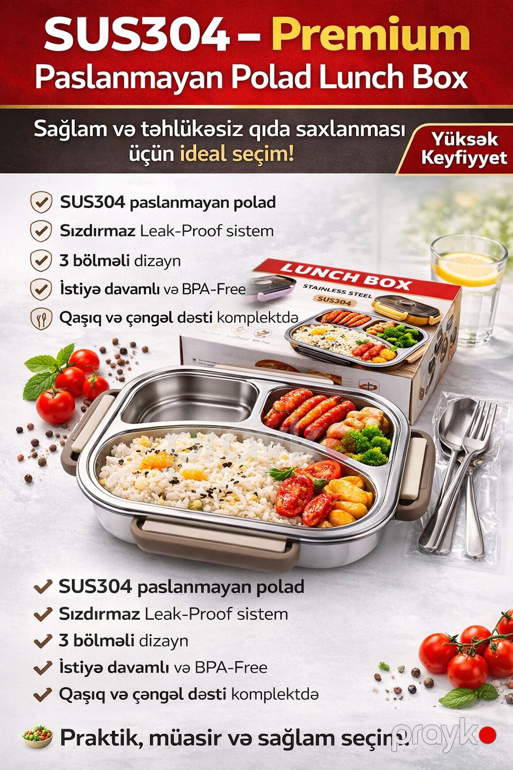 Lanç-boks 343433, metal, gümüşü, 600 ml — Mallar, Bakı (2)