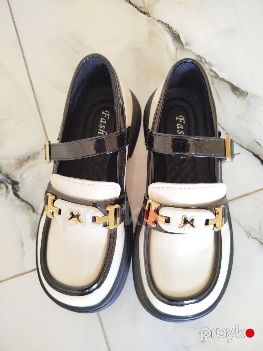 Qadın loafer ayaqqabıları - Rəng: ağ-qara ikirəng kombin - Material — Mokasin, Bakı (2)