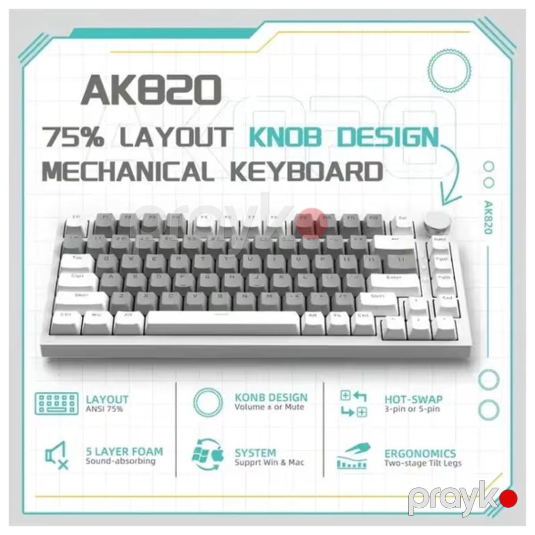 Klaviatura Ajazz AK820 White-Gray — Periferik cihazlar, Bakı (3)
