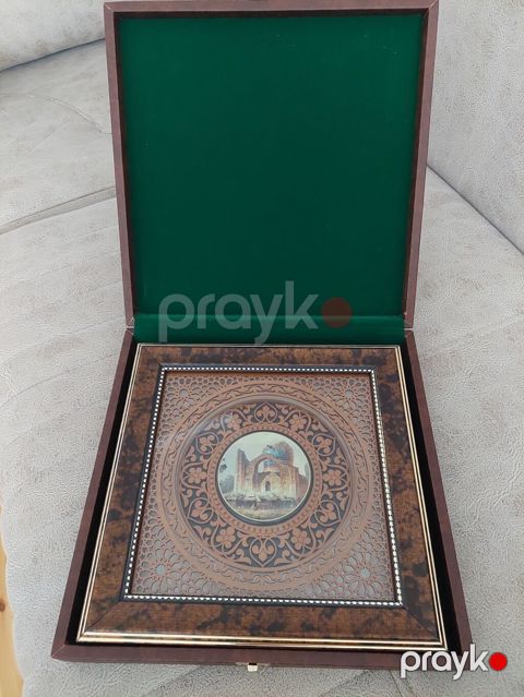Əl işı xatirə qutusu – milli naxışlı vitraj panel və miniatür tablo — Bakı