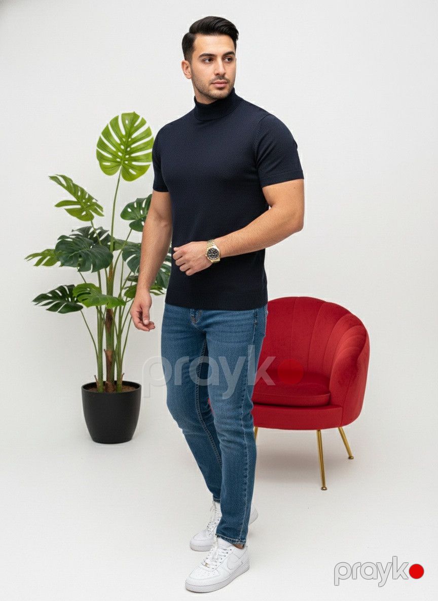 Kişilər üçün uzunboğaz sviter EXQSVox, pambıq, göy, ölçü 3XL — Mallar, Bakı (3)