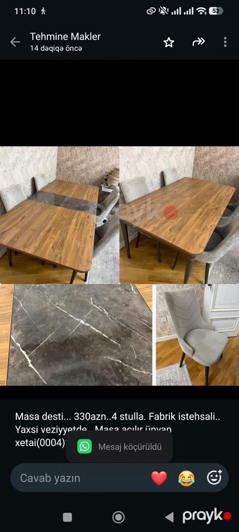 Masa desti. 330azn. 4 stulla. Fabrik istehsali. Yaxsi veziyyetde — Bakı
