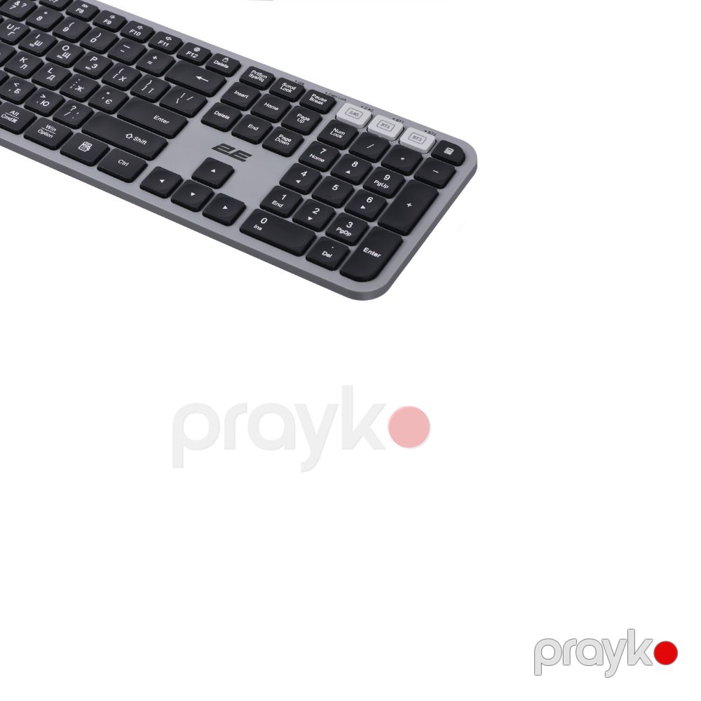2E Keyboard membrane KS240 110key, Wl/bt, En/uk, grey-black (2E-KS240WG_UA) — Periferik cihazlar, Bakı (2)