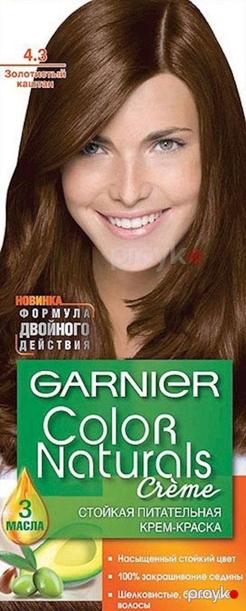 Saçlar üçün krem-boya Garnier Color Naturals, çalar 4.3, Qızılı şabalıdı, 110 ml — Bakı