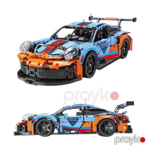 Təkərli oyuncaq Lego Technic Porsche 911, realist dizayn, açılan qapılar, hərəkətli sükan, döndərilə bilən faralar, mavi/narıncı/qara, 10+ yaş - BR-107 — Bakı