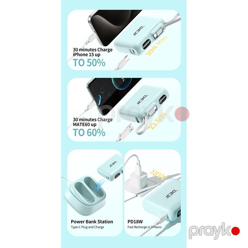 Xarici akkumulyator Deji DJ-L10 22.5W 10000 mAh Blue — Mallar, Bakı (5)