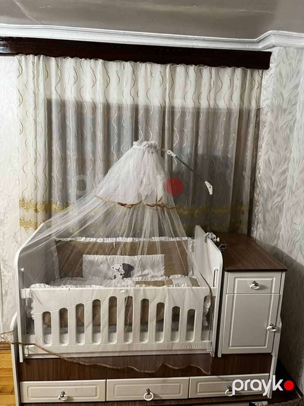 Uşaq beşiyi – modul tipli, şkaflı və çekmecəli - Material: ağ və — Bəşikləri, Bakı (5)