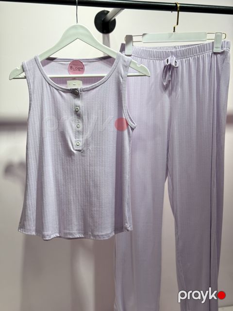 Qadınlar üçün şalvarlı pijama dəsti 01.00004, açıq bənövşəyi, elastan/viskoz, ölçü XL — Bakı