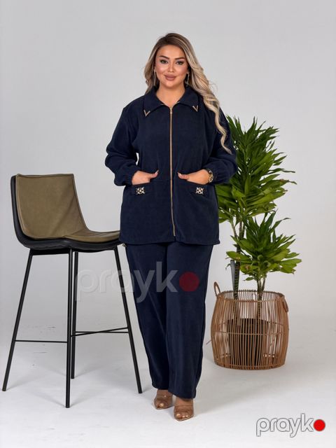 Qadınlar üçün şalvarlı dəst, göy, velür/velvet, ölçü 3XL — Bakı