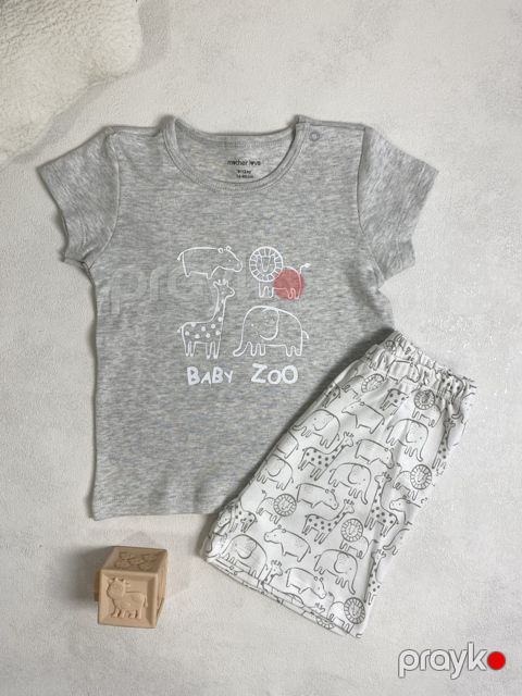 Şortlu dəst, boz, pambıq, ölçü 9-12 ay — Bakı