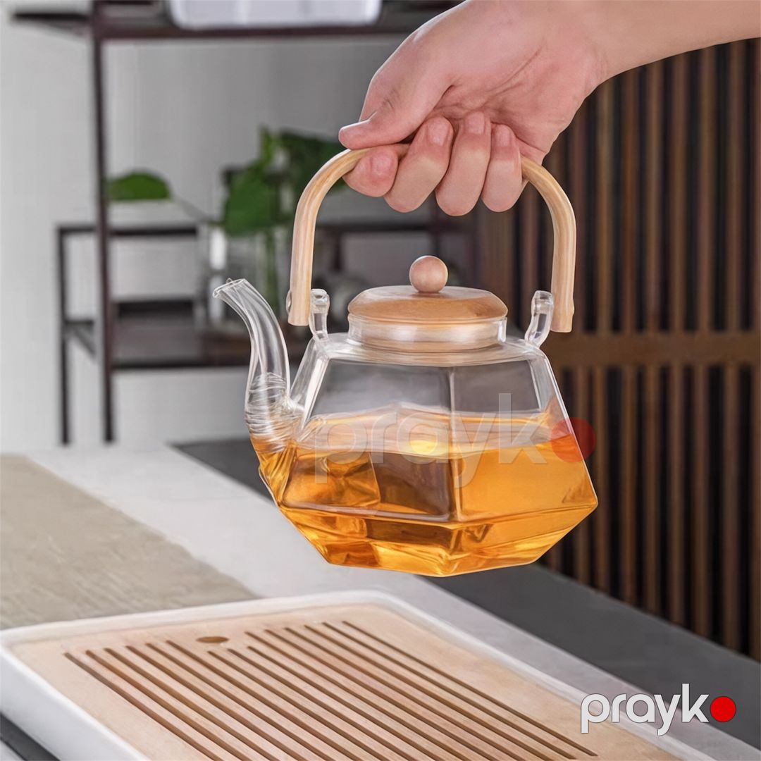 Dəmləmə çaydanı NS17, şəffaf, bambu qapaq və tutacaq ilə, 800 ml — Mallar, Bakı (2)
