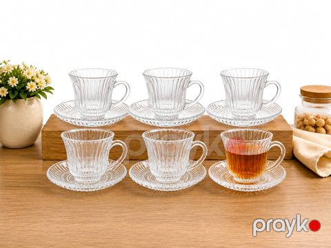 Çay dəsti 87899, şüşə, şəffaf, 160 ml, 12 ədəd, 6 nəfərlik — Bakı