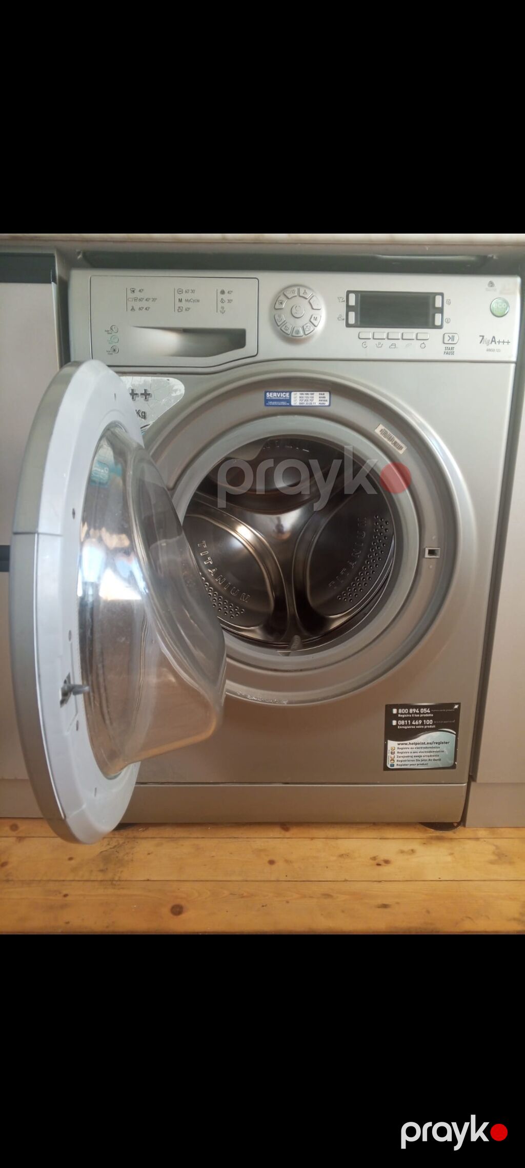 Paltaryuyan maşın Hotpoint Ariston, 7 kq, İşlənmiş, Avtomat, Qurutmasız, Ünvandan götürmə — Çamaşır maşınları, Pirəkəşkül (2)