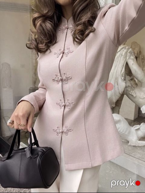 Qadın üçün pastel çəhrayı jaket – şərq üslublu incə detallar - Rəng — Bakı