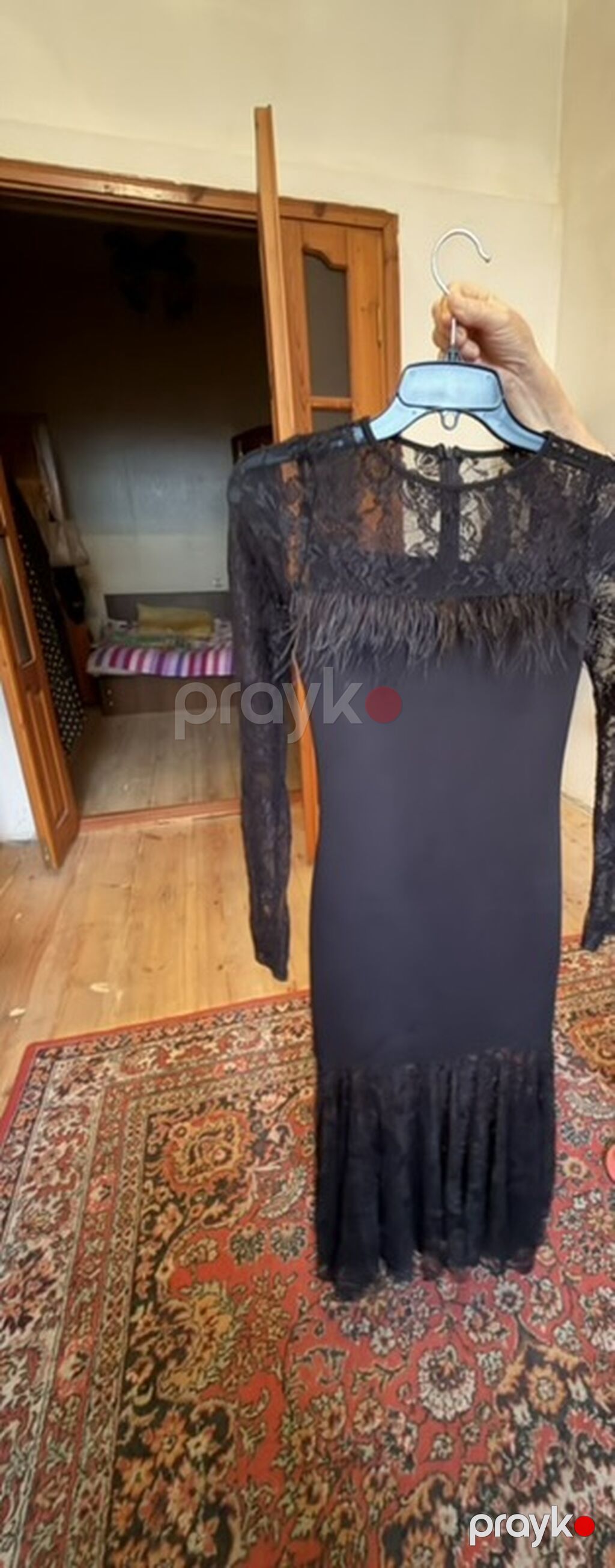 Zərif ziyafət donları dəsti - Qara maxi don: dartılan material, uzun — Axşam paltarları, Bakı (5)