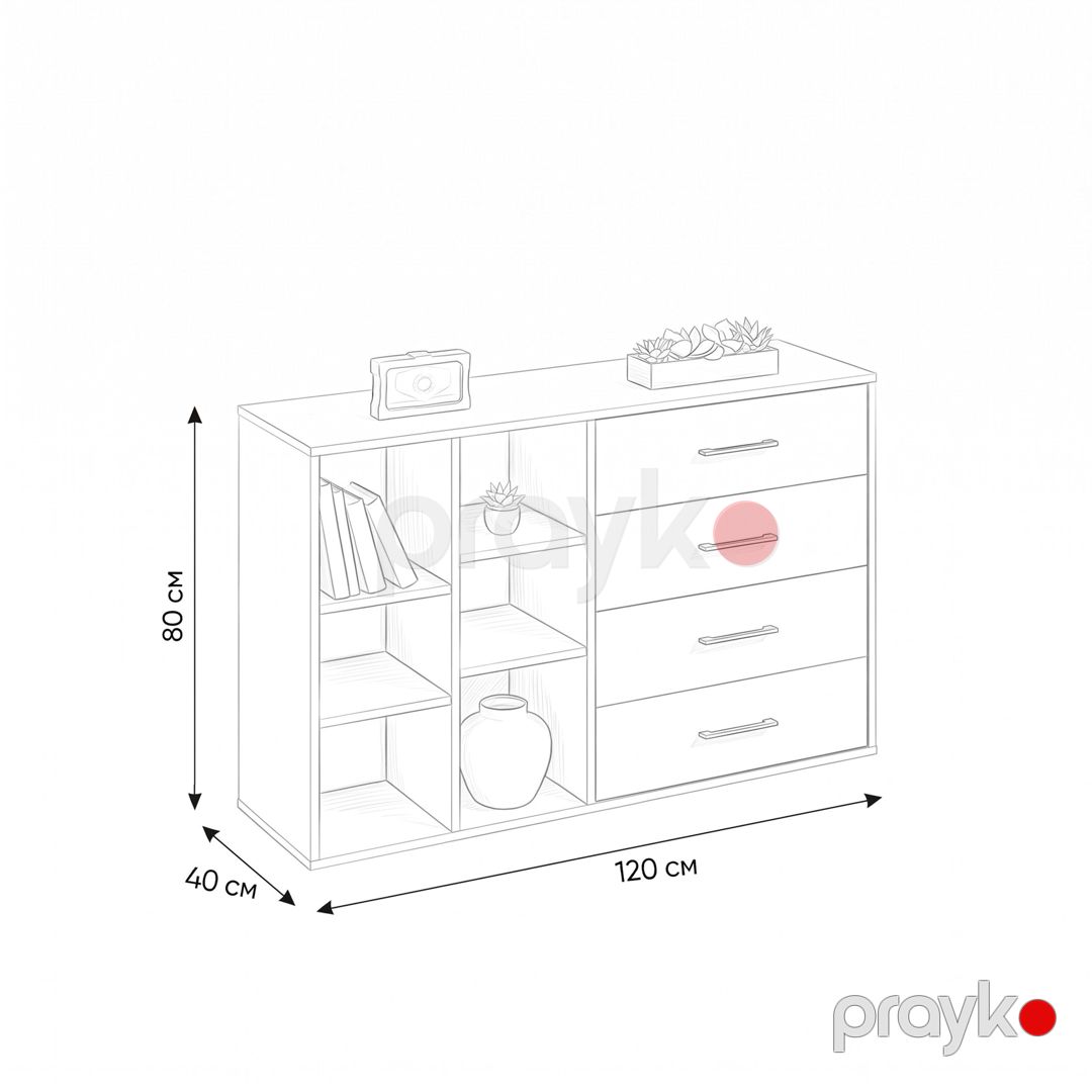 Komod 12597, Ldsp, 120x80x40 sm, sonoma — Mallar, Bakı (2)