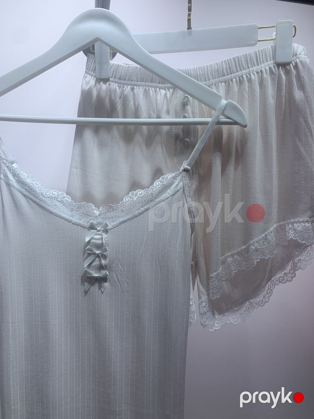 Şortlu pijama dəsti qadınlar üçün, viskoz/elastan, krem, ölçü L — Mallar, Bakı (2)