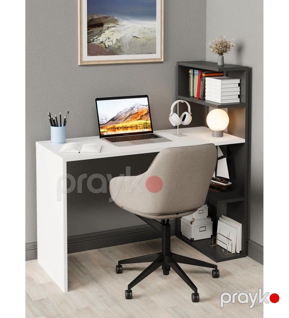 Yazı masası Ev Plus ev_13900451, laminat/LDSP, ağ/antrasit, 120x50x120 sm — Mallar, Bakı (3)