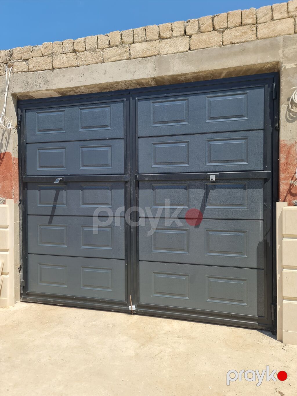 İkiyarpaq qaraj qapıları – metal karkaslı, panel görünümlü — Pəncərələr, qapılar, balkonlar, Digah (2)