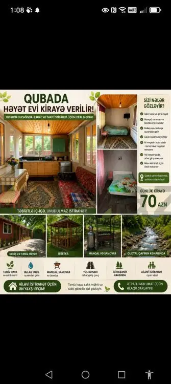 2 otaqlı Həyət evi Kirayə (günlük), Quba — Quba