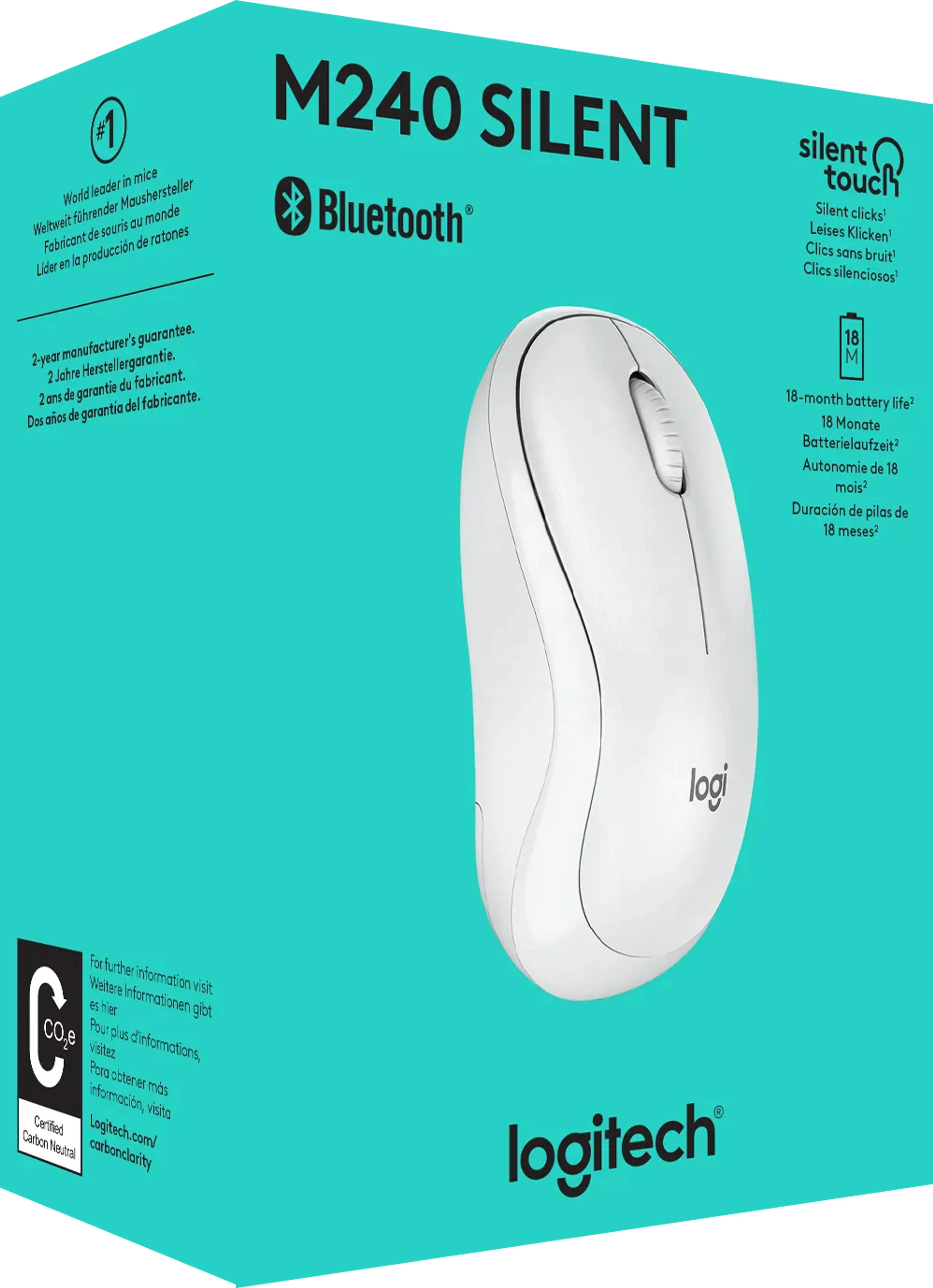 Logitech M240 Silent Bluetooth Mouse White — Mallar, Bakı (5)