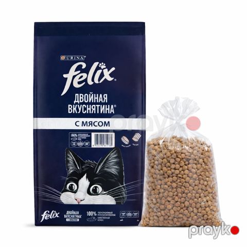 Quru yem Felix Двойная вкуснятина, yetkin pişiklər üçün, ət ilə, 1 kq çəki ilə — Bakı