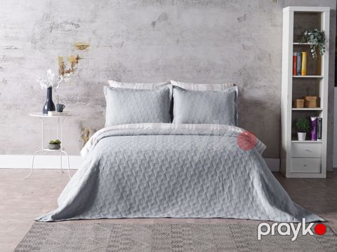 Örtük və yastıq üzü dəsti Doqu Home, örtük 185x245 sm, 2 əd yastıq üzü 50x70 sm, pambıq, boz — Bakı