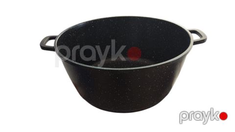 Qazan alüminium, qranit örtüklü, yapışmayan səth, istiliyi bərabər paylayır, qara-ağ nöqtəli, 36 sm - SH-2183 — Bakı