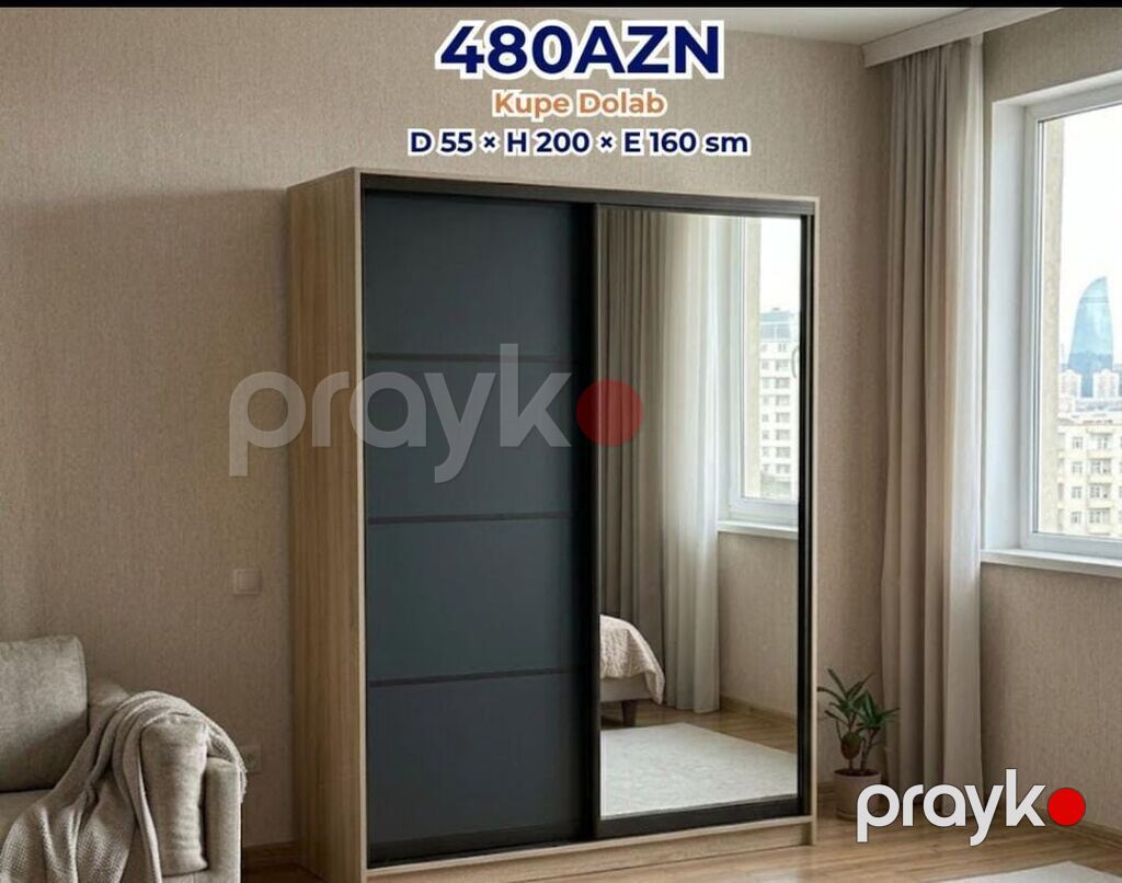 Kupe dolablar – sürüşkən qapılı, funksional və modern dizayn. Ölçü: D — Şkaflar, Bakı (5)