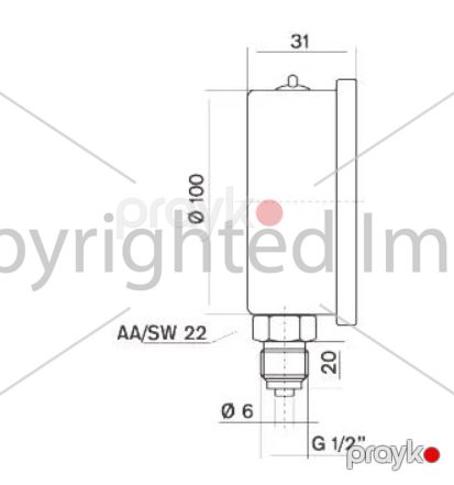 Manometr gliserin dolğulu Pakkens (0-1 Bar 100 mm) 1001001102 — Biznes və avadanlıq, Bakı (3)
