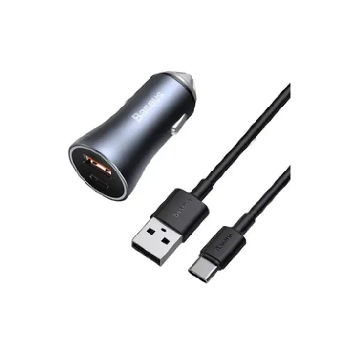 Avtomobil şarj cihazı Baseus Golden Contactor Pro Dual USB + Usb-c TZCCJD-A0G Black — Bakı