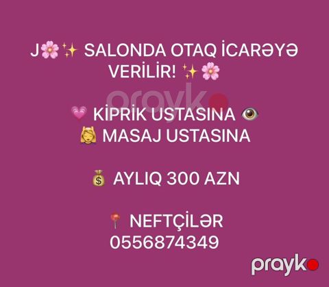 Gözəllik salonunda otaq icarəyə verilir. Uyğundur: - Kiprik ustasına — Bakı